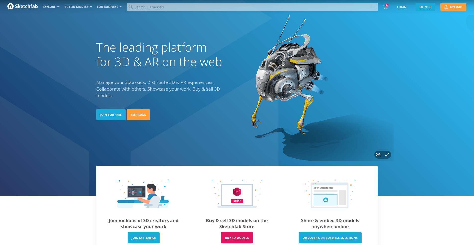 With a community of over one million creators, we are the world’s largest platform to publish, share, and discover 3D content on web, mobile, AR, and VR.